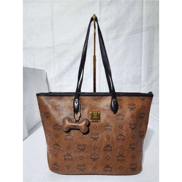 Authentic MCM  Visetos Dog Bone Shopper Tote Brown - Picture 15 of 15